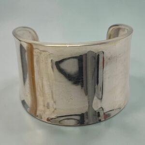 Vintage Mexican 925 Sterling Silver Wide 2.25" Cuff Bracelet 37.5g Modernist
